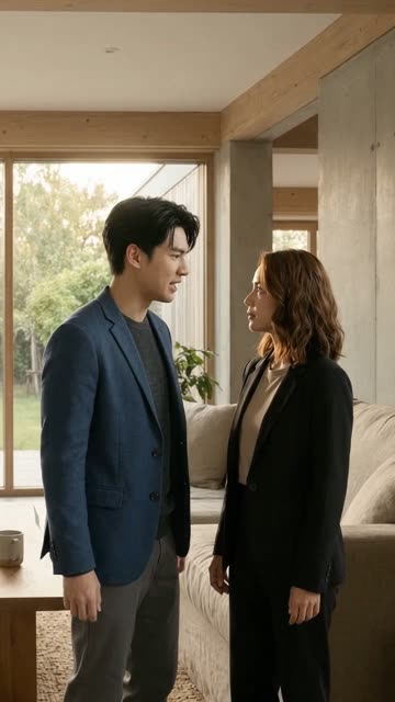 ตัวละครสองคนสนทนาในฉาก