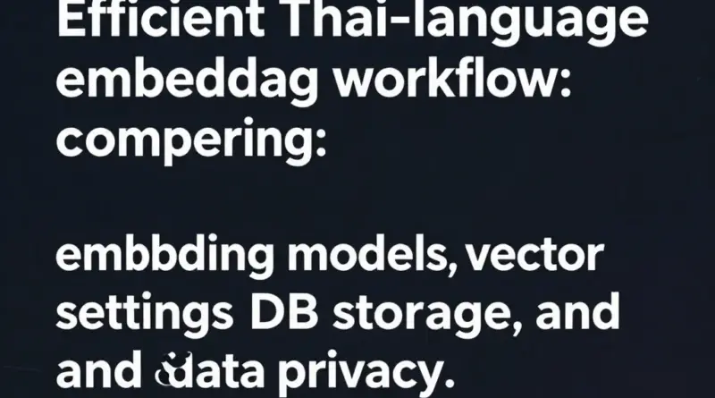 2. สร้างและจัดการ Embedding อย่างมีประสิทธิภาพ: เปรียบเทียบโมเดล embedding ที่เหมาะกับภาษาไทย, การตั้งค่าเวกเตอร์, การจัดเก็บ (vector DB) และการรักษาความเป็นส่วนตัวของข้อมูล