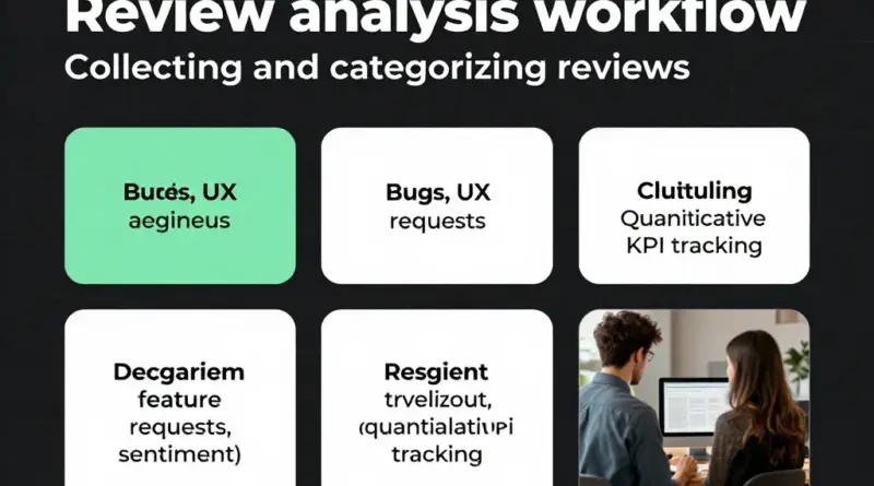 การวิเคราะห์รีวิว: ขั้นตอนรวบรวม แยกประเภท (bug, UX, feature request, sentiment) และกำหนด KPI เชิงปริมาณ