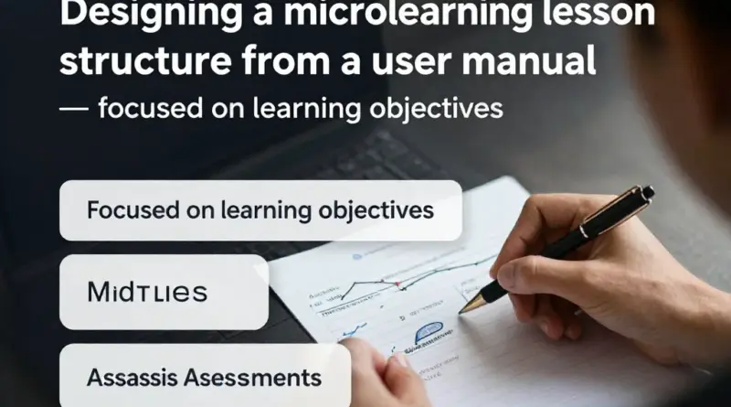 ออกแบบโครงสร้างบทเรียนไมโครเลิร์นนิงจากคู่มือการใช้งาน (Learning Objectives, โมดูลสั้น, และการประเมินผล)