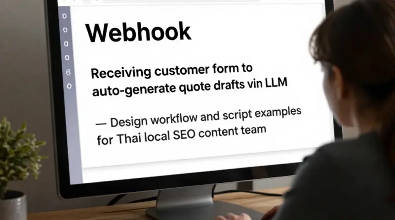 Webhook สำหรับรับฟอร์มลูกค้าแล้วสร้างร่างใบเสนอราคาโดย LLM: แนวทางออกแบบงาน กระบวนการ และตัวอย่างสคริปต์เพื่อให้ทีม Local SEO Content Specialist ในไทยใช้งานได้จริง