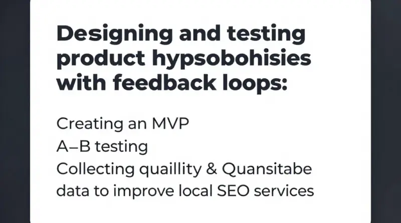 ออกแบบและทดสอบสมมติฐานผลิตภัณฑ์ด้วย Feedback Loop: วิธีสร้าง MVP, การทดสอบ A/B และการเก็บข้อมูลเชิงคุณภาพ-เชิงปริมาณเพื่อปรับปรุงบริการ Local SEO